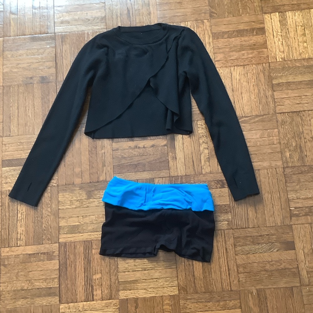 Crop sweater and fold over shorts for dance